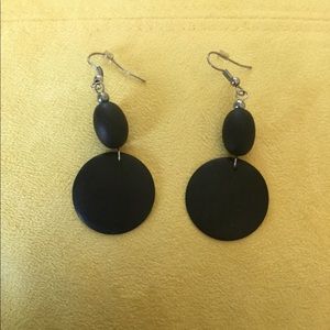 Black Wooden Drop Down Earrings